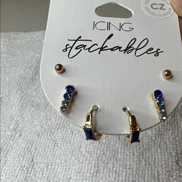 Icing Gold Earrings with Blue and Green Accents - Picture 2 of 4